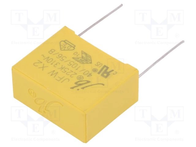 2.2mkF 310VAC plēves kondensatori polipropilēna, ±10%, P27.5, 31x14x25mm, traucējumi X2