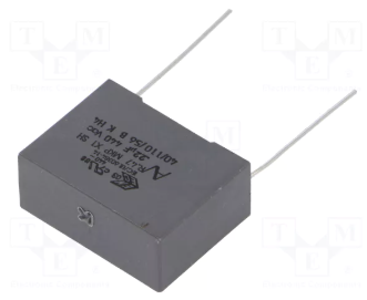 220nF 440VAC, 1000VDC, plēves kondensatori polipropilēna, ±10%, P22.5, 26.5x11x20mm, traucējumi X1, KEMET