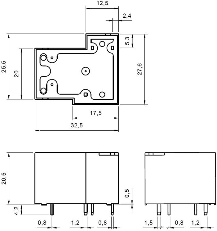 Relejs DC24V, SPDT, 30A/240VAC, 30A/14VDC, 640Ω(37.5mA), viens kontakts uz pārslēgšanu, RELPOL