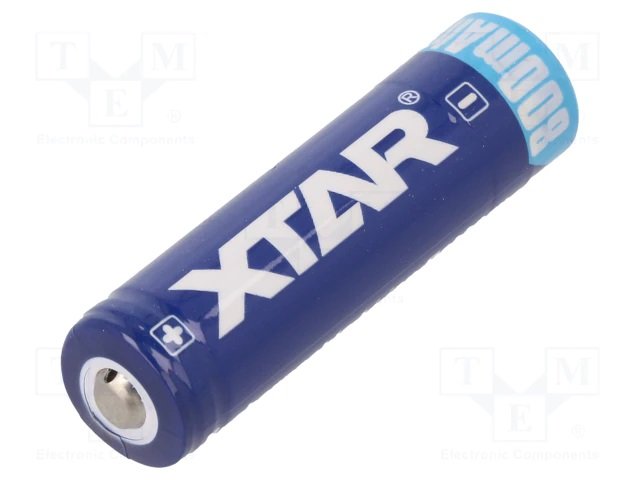 Akumulatori Li-Ion, 800mAh, 3.7V, 14500, 2.5A, Ø14.3x50.3mm, XTAR, akumulators ar kontrolieriem, 21gr.