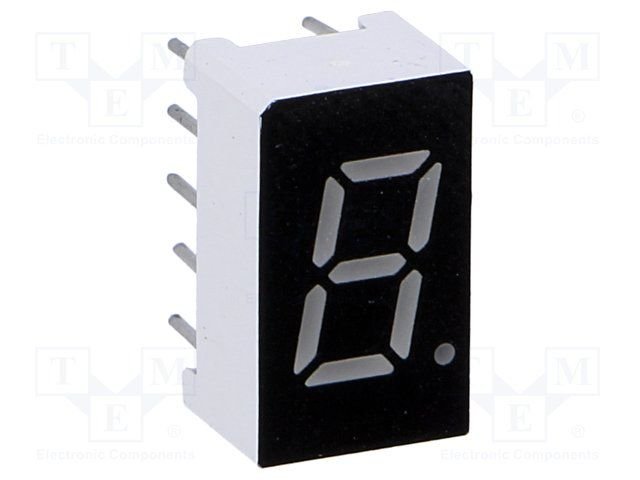 7LED indikators, vienkartējs, 7.62mm, 10mkcd, 12.7x7.6x6.1mm, 644nm, kopējs anods, sarkans