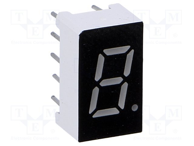 7LED indikators, vienkartējs, 7.62mm, 10mkcd, 12.7x7.6x6.1mm, 644nm, kopējs anods, sarkans