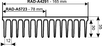 Radiators 165x40x35mm, aluminijs, sudraba krāsa