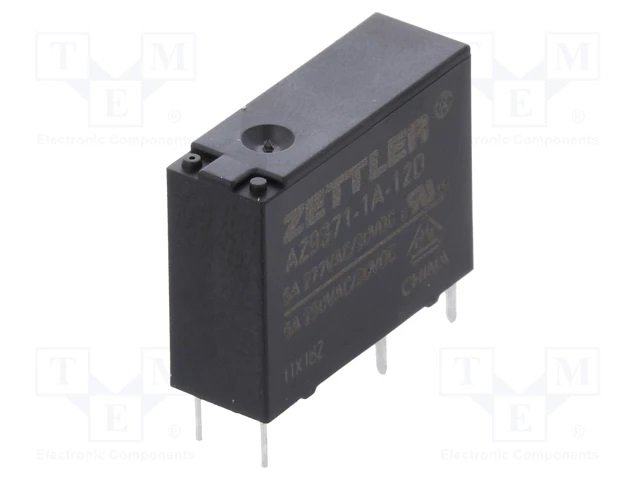 Relejs DC12V, SPST-NO, 5A/250VAC, 5A/30VDC, 720R(16.7mA), viens kontakts uz saslēgšanu, 20.5x7.2x15.3mm, ZETTLER