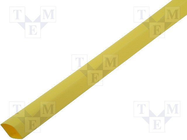 Termosarūkšs kembriks, Ø6.4mm=>3.2mm, 2:1, dzeltenā krasa, 1m
