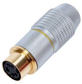 4PIN minidin ligzda, HI-END, matālisks, uz vadu