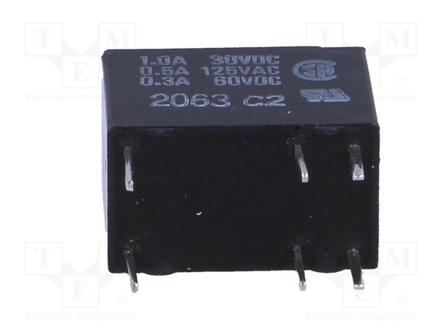 Relejs DC24V, SPDT, 0.5A/125VAC, 1A/24VDC, 3.84kΩ(6.25mA), viens kontakts uz pārslēgšanu, 7.5x12.5x10mm, OMRON