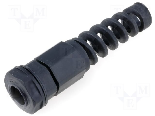 Kabeļu ievade 3...6.5mm, M12x1.25, IP69, poliamids, ar amortizatoru, melna krasa