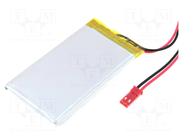Akumulators Li-pol, 3.7V/1500mAh, konn+sock2.54*2pins, PCB, 5.8x40x70mm