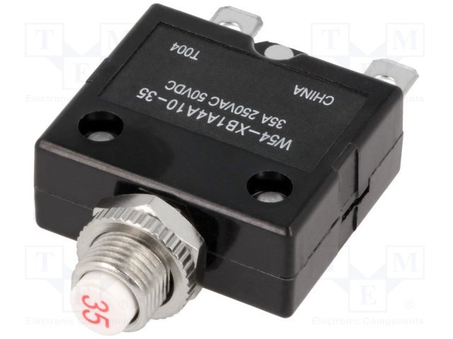 Maksimālās strāvas automātiskais slēdzis, 20A, SPST-NC, 250VAC, 50VDC