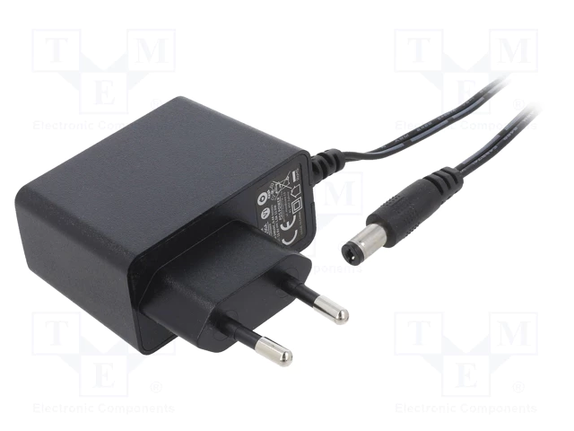 Barošanas bloks 220V=>12V, 1A, 5.5/2.1, 12W, 70x27x38mm, 0.10kg.