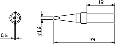 Loduzgalis D=5mm, L-18mm, plakanais, 1mm, SR-624