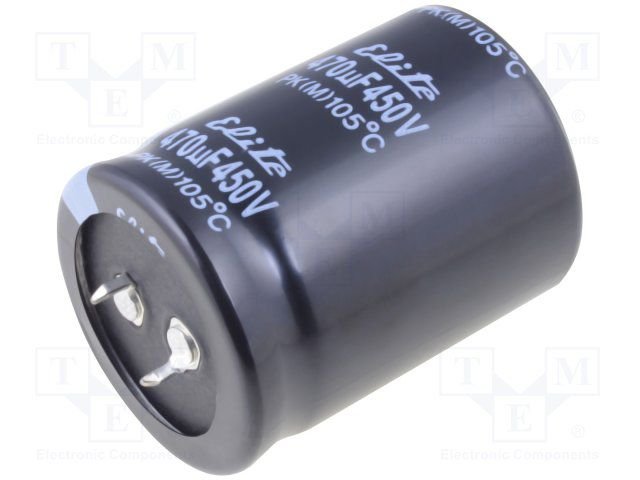 470/450V, 105C, Ø35x45mm, ±20%,Kondensators elektrolītisks, 3000h, ELITE, SNAP-IN