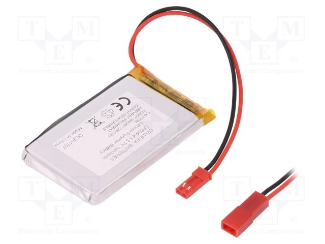 Akumulators Li-pol, 3.7V/1900mAh, konn+sock 2.54*2pins, PCM, 7.3x40.5x63.5mm