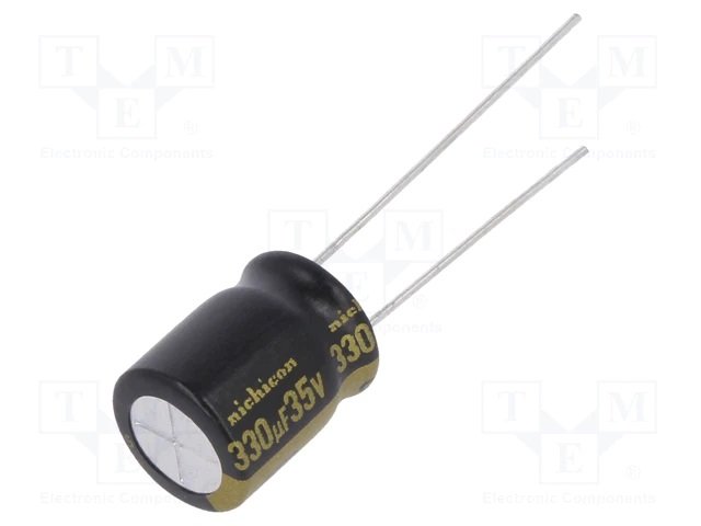 330/35V, -40...85°C, Ø10x16mm, ±20%, kondensators elektrolitiskais, Serija KW, AUDIO, 2000h, NICHICON