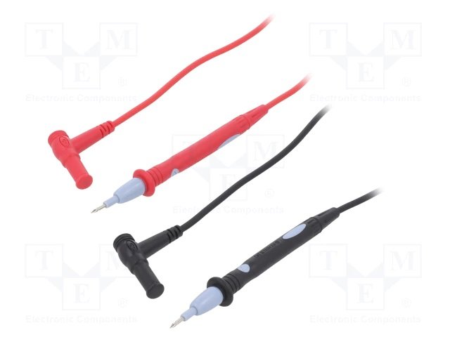 Testera savienotājvadi 2gab., melns un sarkans, dakša "banāns" 4mm / zonde 2mm, CAT III 600V, 0.67m