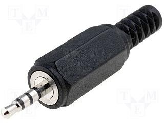 2.5mm (4 kont.) štekers, stereo+video, plastmasas, uz vadu, ar amortizatoru