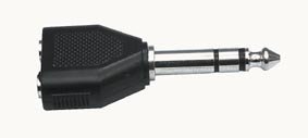 6.35mm štekers stereo uz 2x3.5mm ligzda, stereo
