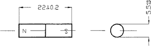 Magnēts pastāvīgs D5.5*22mm, AlNiCo500, 1210mT