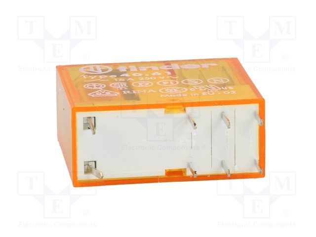 Relejs 230V/AC, SPDT, 16A/250VAC, 16A/30VDC, 28kΩ(5mA), viens kontakts uz pārslēgšanu, AgSnO2, 29x25x12.4mm, FINDER