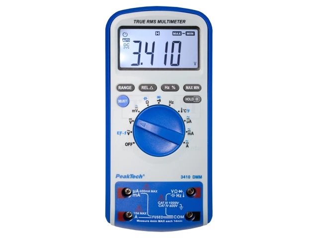 P3410 Multimetrs (barošana 1 baterijas 6LR61, 9V), PEAKTECH