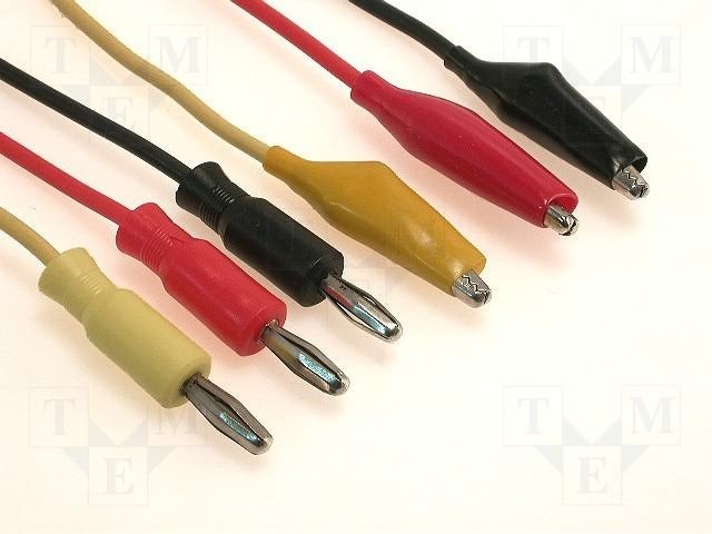 Testera savienotājvadi ar krokodiliem, 60VDC, 0.8mm, 3gab.
