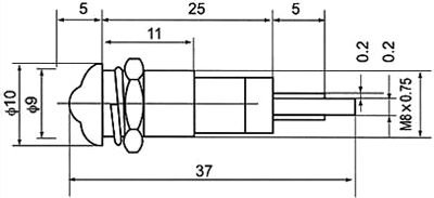 Gaismas diožu lampiņa 12V, 10x30mm d=8.2mm sarkana krasa