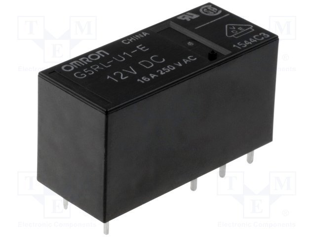 Relejs DC12V, SPDT, 16A/250VAC, 16A/24VDC, 240R, viens kontakts uz pārslēgšanu, bistabilais, 29x12.7x15.7mm, OMRON