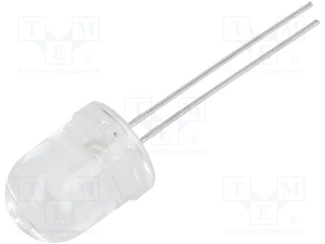 10mm, silta balta, 8500...11000mcd, 30°, 2.8...3.8V/20mA, gaismas diode