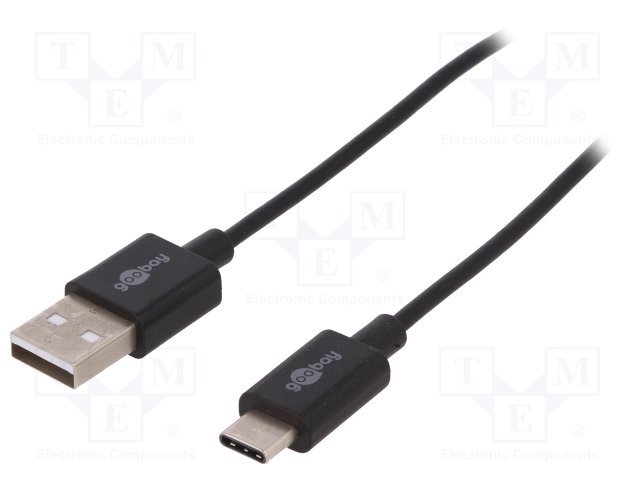 USB-C štekers/USB-A 2.0, štekers, vads, 2m