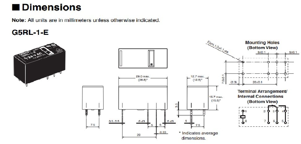 Relejs DC24V, SPDT, 16A/250VAC, 16A/24VDC, 1.44kΩ(16.66mA), viens kontakts uz pārslēgšanu, 29x12.7x15.7mm, OMRON
