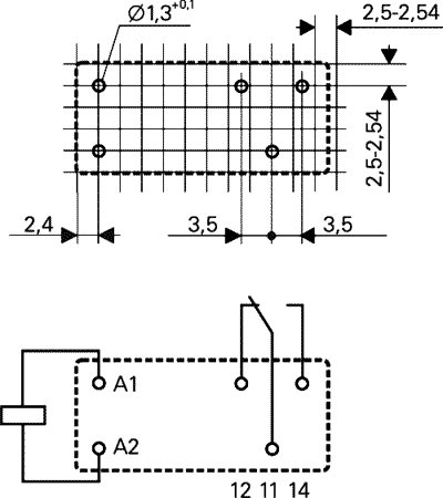 Relejs DC12V, SPDT, 12A/250VAC, 12A/30VDC, 270R(44mA), viens kontakts uz pārslēgšanu, 29x12.6x25.5mm, RAYEX ELECTRONICS