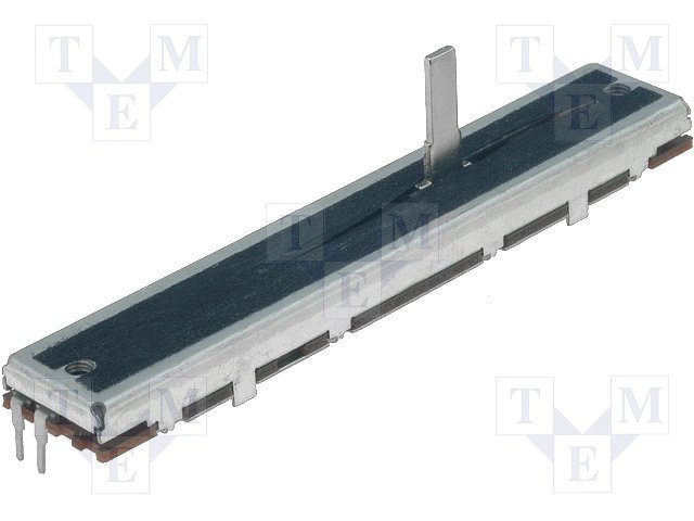 1K, slīdbīnžu potenciometrs, lineare atkarība, MONO, metalisks, 250mW, 88x16x8mm