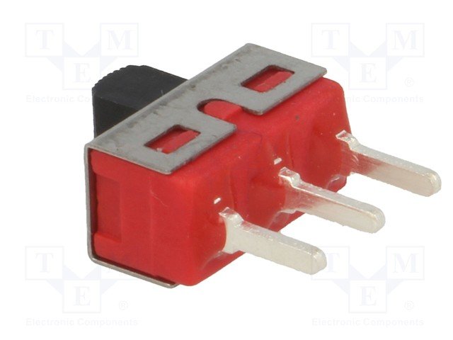 Pārslēdzējs slīdbīdņu SP3T, 5A/120VAC, 5A/28VDC, ON-OFF-ON, 12.7x6.1x6.35mm, L=5.08mm, taisns, viens kontakts uz trīm stāvoklim