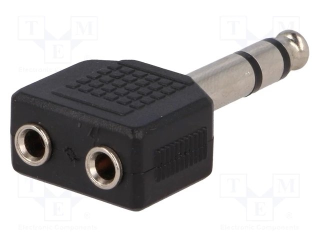 6.35mm štekers stereo uz 2x3.5mm ligzda, stereo
