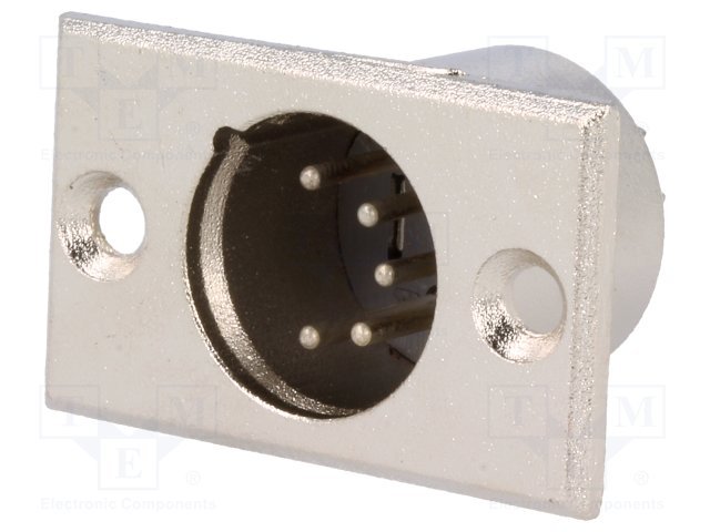 XLR 5PIN, štekers, šasijai ar flanciem (2 skrūves)