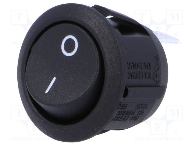 Taustiņslēdzis SPST, OFF-(ON), 6A/250VAC, 20A/12VDC, Ø20.2mm, mēlns, bez fiksācijas