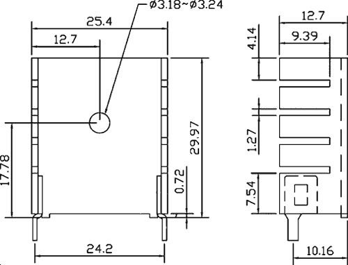Radiators 24x30x13mm, U veida, aluminijs, melna krasa