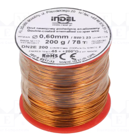 DNE0.60/0.20 Vads tinuma emaljēts 0.60mm, 78m/200gr.