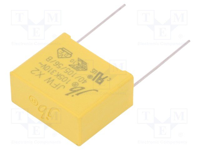 1mkF 275VAC plēves kondensatori polipropilēna, ±10%, P22.5, 26.5x10x19mm, traucējumi X2