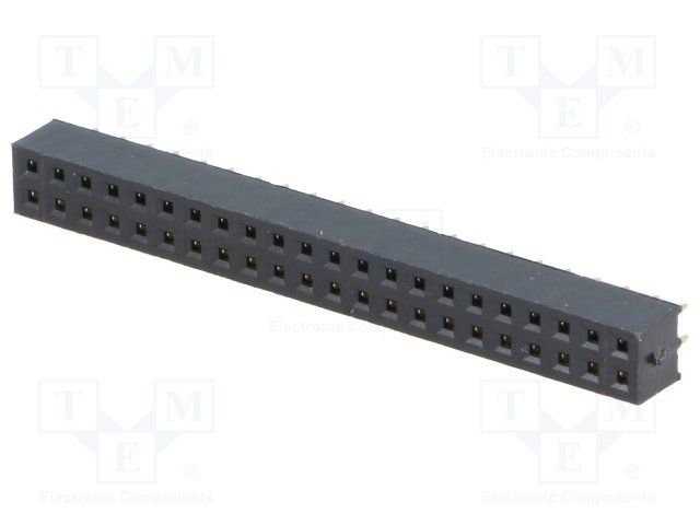 2.0mm, 2x21pin, ligzda, THT, H=4.4mm