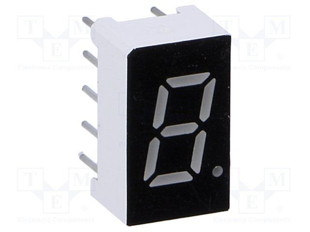7LED indikators, vienkartējs, 7.62mm, 40mkcd, 12.7x7.6x6.1mm, 606nm, kopējs anods, dzintarains