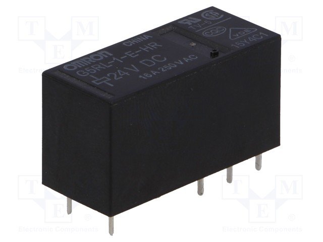 Relejs DC24V, SPDT, 16A/250VAC, 16A/24VDC, 1.44kΩ(16.66mA), viens kontakts uz pārslēgšanu, 29x12.7x15.7mm, OMRON