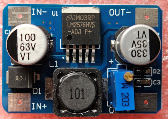 Modulis: Pārveidotājs, step down, Uie=6...60V, Uiz=4...38V, 5A, 44x30x13mm, LM2576HVS-ADJ