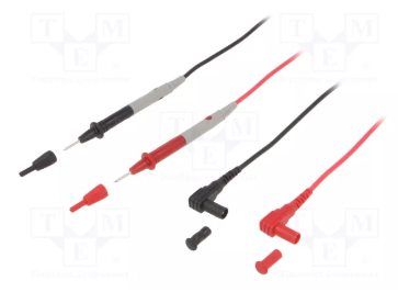 Testera savienotājvadi 2gab., melns un sarkans, dakša "banāns" 4mm / zonde 2mm, CAT III 600V, 0.67m