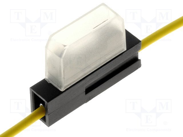 Drošinātāju turētājs, AUTO(19mm, 2.5mm2, 20A) ar vadiem dzeltena krasa, ar vāku