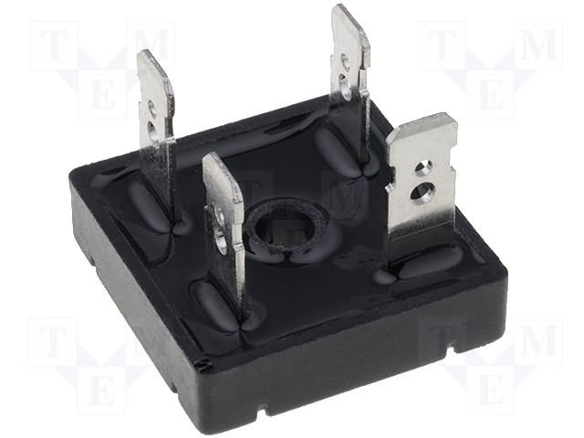 KBPC1010FP Tiltiņš 1000V 10A, palakana veida, biezums 8mm, konektori 6,3*0,8mm