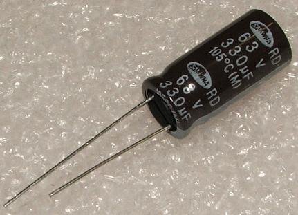 330/63V, 105C, Ø10x20mm, ±20%, Kondensators elektrolītisks, 2000h, SAMWHA, ar lokaniem izvadiem
