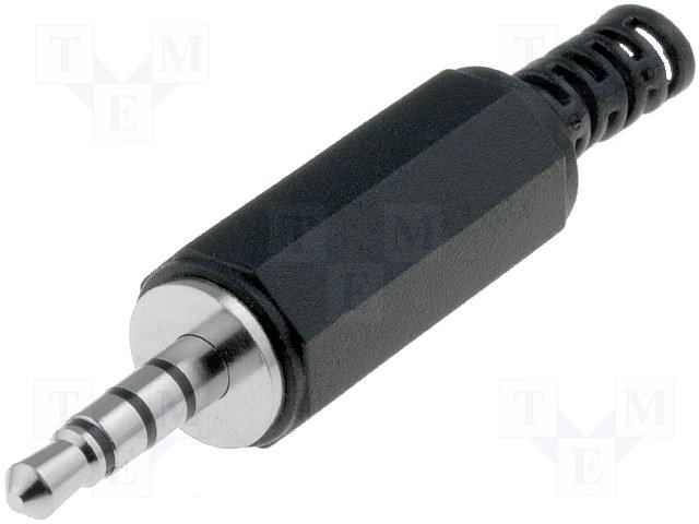 3.5mm (4 kont.) štekers, stereo+video, plastmasas, ar amortizatoru, CLIFF