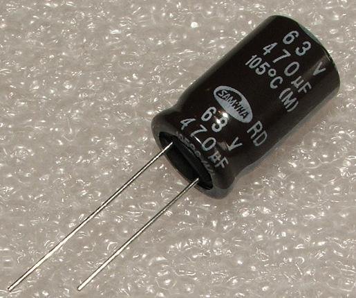 470/63V, 105C, Ø12.5x20mm, ±20%, Kondensators elektrolītisks, 2000h, SAMWHA, ar lokaniem izvadiem
